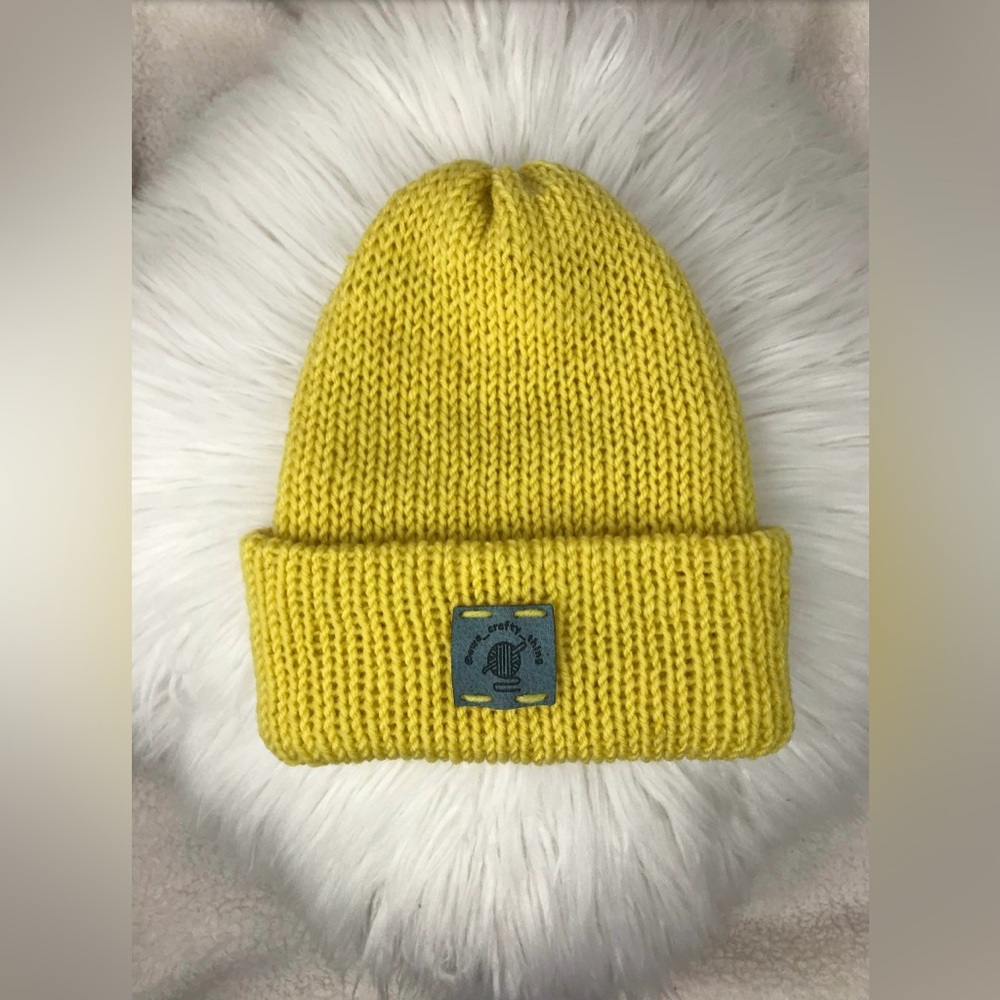 New W/ Tag Knitted Beanie With Brim, Stylish Beanie, Double Layer, Adult Size